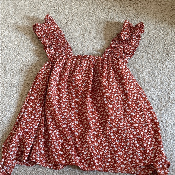 Entro Floral Ruffle Tank Top - Rust Red - Picture 6 of 6